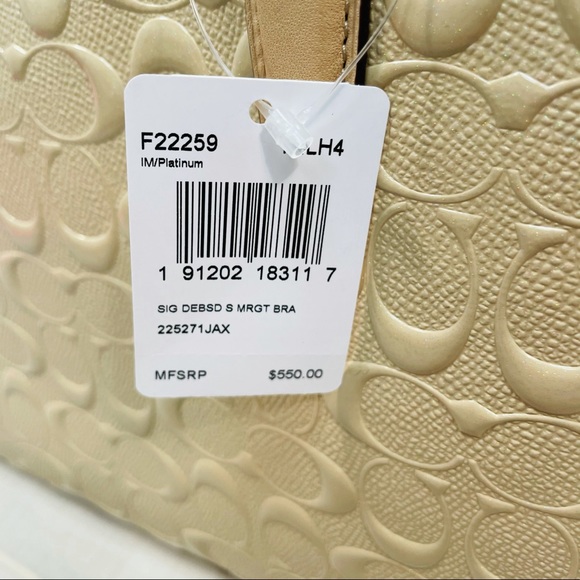 NWT Coach Platinum Sm Margot Carryall Debossed - Picture 5 of 10